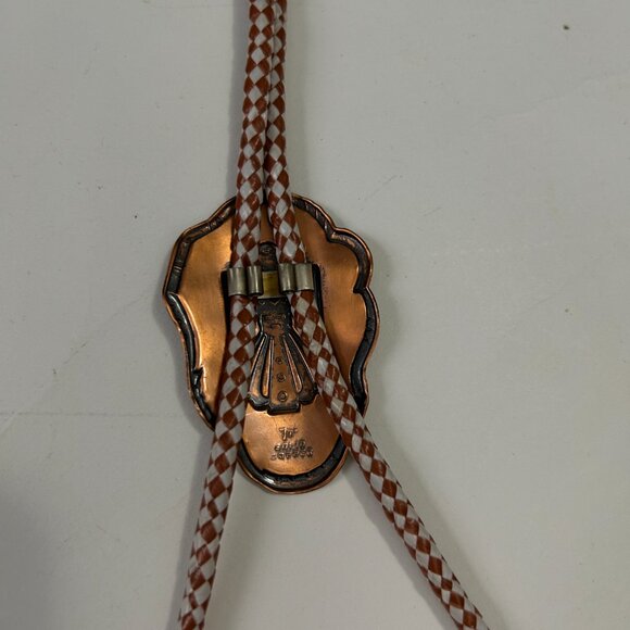 Solid Copper Thunderbird Slide Bolo Tie Native American Southwestern Stamped - Picture 11 of 13